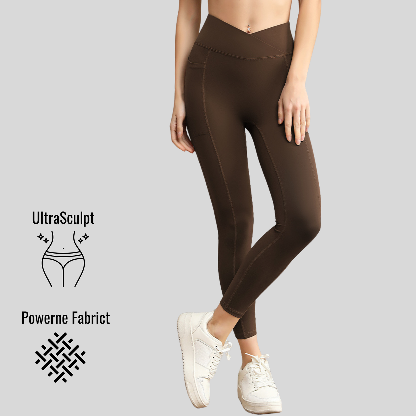 High Waisted Tummy Control Side Pocket Shaping Training UltraSculpt Leggings