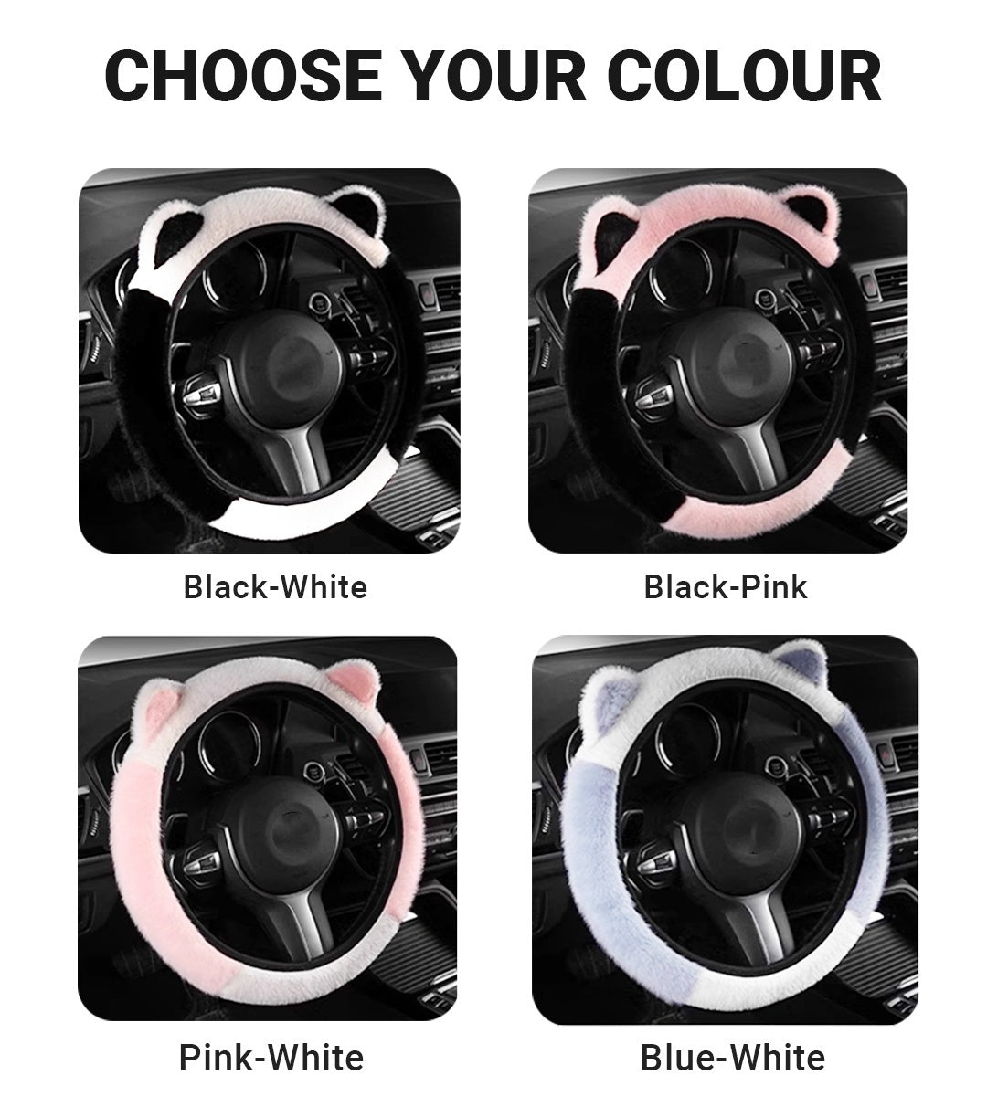 🎁Christmas sale - 49% off🎅Universal Non-slip Soft Cute Cat Ears Plush Steering Wheel Cover