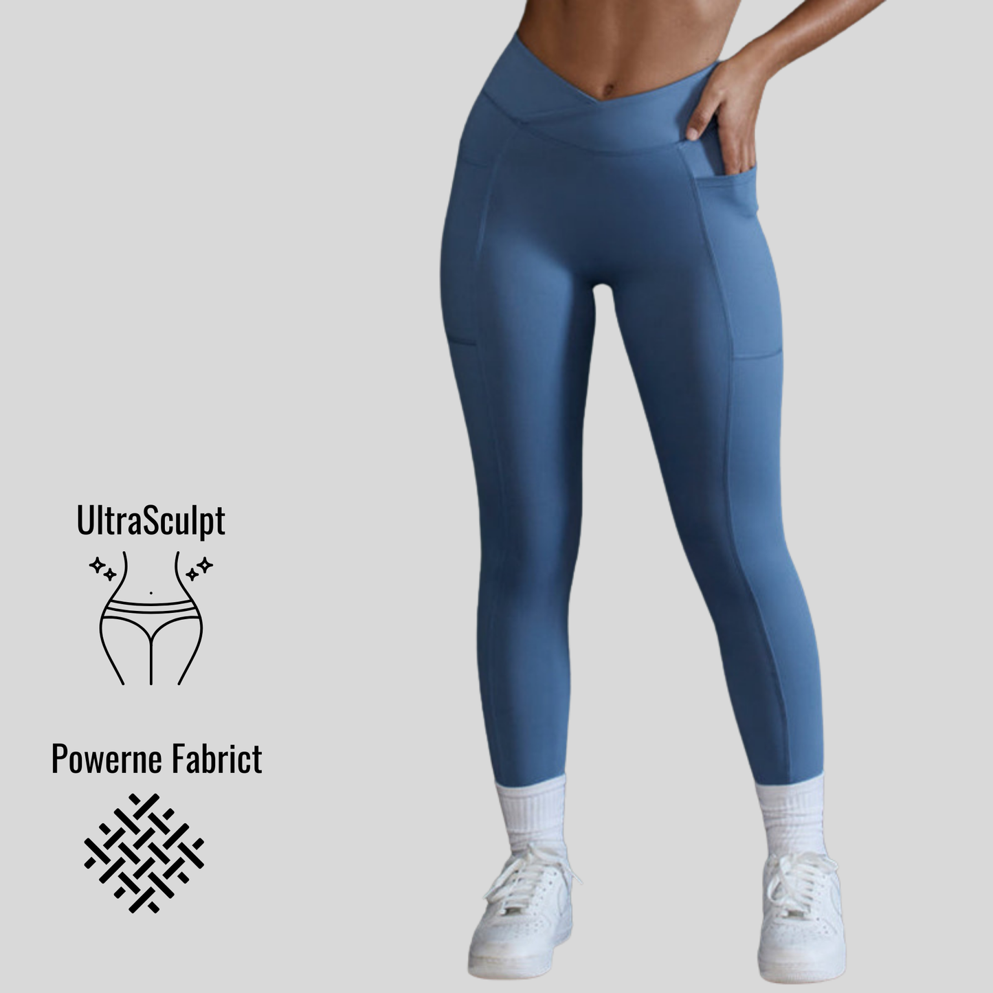 High Waisted Tummy Control Side Pocket Shaping Training UltraSculpt Leggings