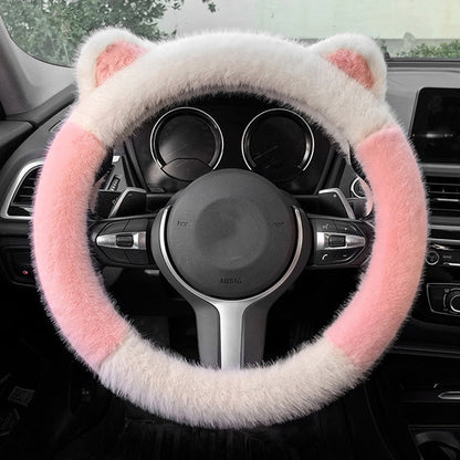 🎁Christmas sale - 49% off🎅Universal Non-slip Soft Cute Cat Ears Plush Steering Wheel Cover