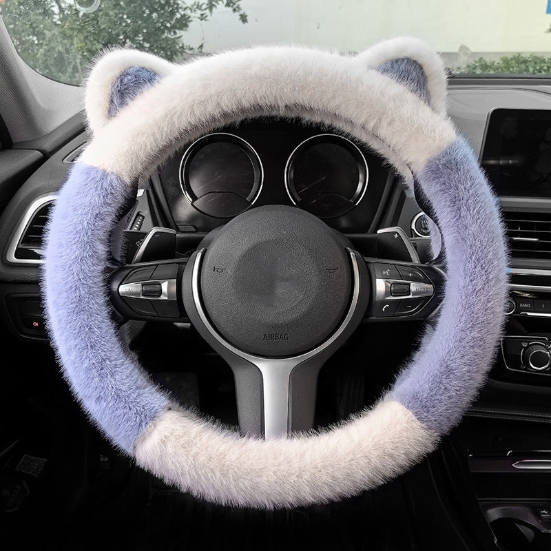 🎁Christmas sale - 49% off🎅Universal Non-slip Soft Cute Cat Ears Plush Steering Wheel Cover