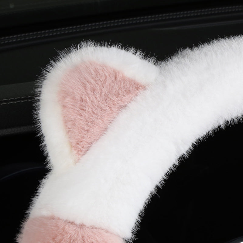 🎁Christmas sale - 49% off🎅Universal Non-slip Soft Cute Cat Ears Plush Steering Wheel Cover