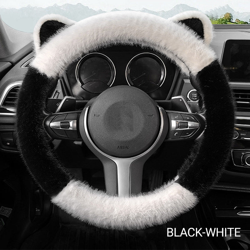 🎁Christmas sale - 49% off🎅Universal Non-slip Soft Cute Cat Ears Plush Steering Wheel Cover