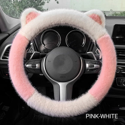 🎁Christmas sale - 49% off🎅Universal Non-slip Soft Cute Cat Ears Plush Steering Wheel Cover