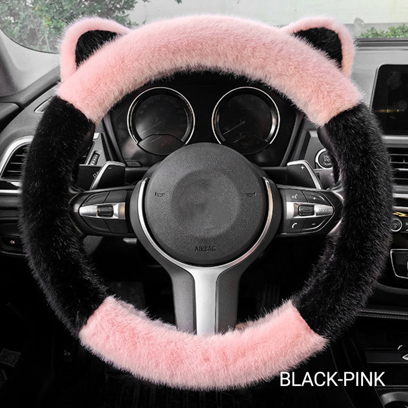 🎁Christmas sale - 49% off🎅Universal Non-slip Soft Cute Cat Ears Plush Steering Wheel Cover