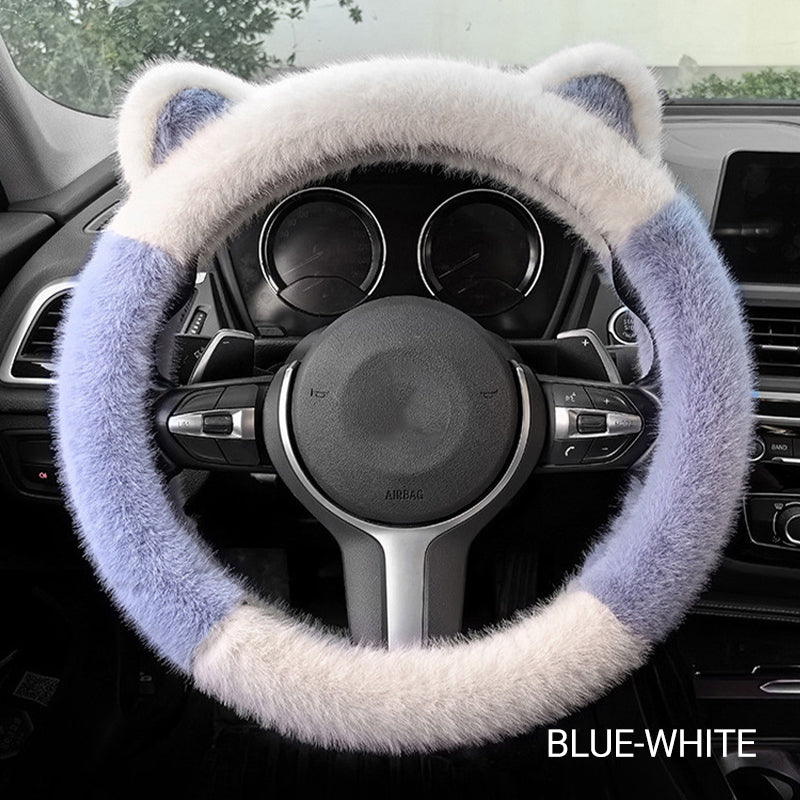 🎁Christmas sale - 49% off🎅Universal Non-slip Soft Cute Cat Ears Plush Steering Wheel Cover